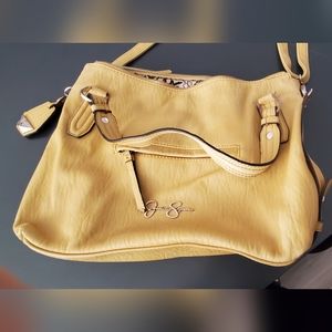 Jessica Simpson purse, soft yellow leather shoulder bag.